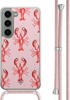 Casimoda Samsung Galaxy S23 hoesje met rosegoud koord - Lobster Roze