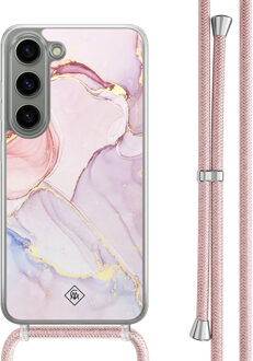 Casimoda Samsung Galaxy S23 hoesje met rosegoud koord - Purple sky Paars