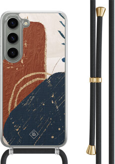 Casimoda Samsung Galaxy S23 hoesje met zwart koord - Abstract terracotta Blauw