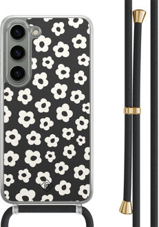Casimoda Samsung Galaxy S23 hoesje met zwart koord - Retro bloempjes
