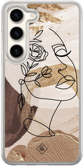 Casimoda Samsung Galaxy S23 hybride hoesje - Abstract gezicht bruin Bruin/beige