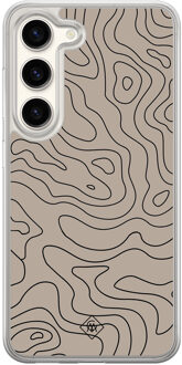 Casimoda Samsung Galaxy S23 hybride hoesje - Abstract lines Bruin/beige