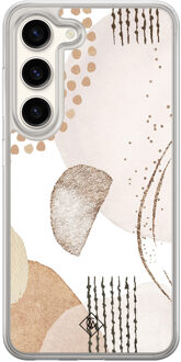 Casimoda Samsung Galaxy S23 hybride hoesje - Abstract shapes Bruin/beige