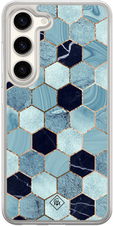Casimoda Samsung Galaxy S23 hybride hoesje - Blue cubes Blauw