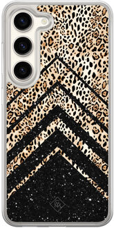Casimoda Samsung Galaxy S23 hybride hoesje - Chevron luipaard Bruin/beige