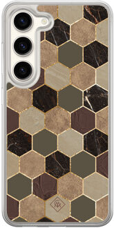 Casimoda Samsung Galaxy S23 hybride hoesje - Kubus groen bruin Bruin/beige