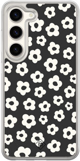 Casimoda Samsung Galaxy S23 hybride hoesje - Retro bloempjes Zwart