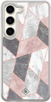 Casimoda Samsung Galaxy S23 hybride hoesje - Stone grid Roze