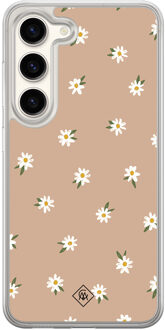 Casimoda Samsung Galaxy S23 hybride hoesje - Sweet daisies Bruin/beige