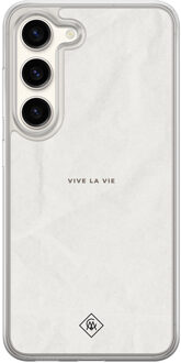 Casimoda Samsung Galaxy S23 hybride hoesje - Vive la vie Bruin/beige