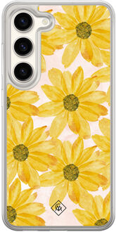 Casimoda Samsung Galaxy S23 hybride hoesje - Zonnebloempjes Geel