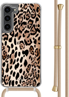Casimoda Samsung Galaxy S23 Plus hoesje met beige koord - Golden wildcat Bruin/beige