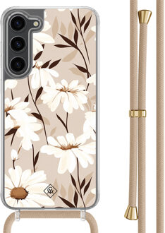 Casimoda Samsung Galaxy S23 Plus hoesje met beige koord - In bloom Bruin/beige