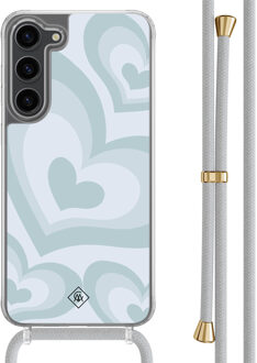 Casimoda Samsung Galaxy S23 Plus hoesje met grijs koord - Hart swirl blauw