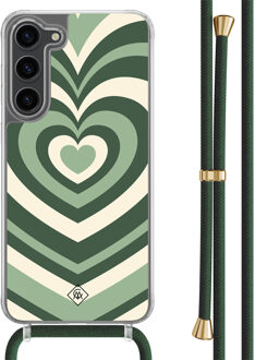Casimoda Samsung Galaxy S23 Plus hoesje met groen koord - Hart swirl groen Multi