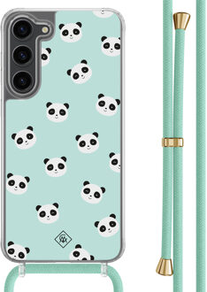 Casimoda Samsung Galaxy S23 Plus hoesje met mint koord - Panda print