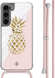 Casimoda Samsung Galaxy S23 Plus hoesje met rosegoud koord - Ananas Roze