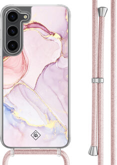 Casimoda Samsung Galaxy S23 Plus hoesje met rosegoud koord - Purple sky Paars