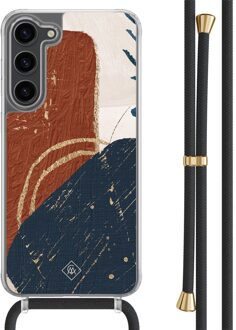 Casimoda Samsung Galaxy S23 Plus hoesje met zwart koord - Abstract terracotta Blauw