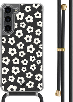 Casimoda Samsung Galaxy S23 Plus hoesje met zwart koord - Retro bloempjes