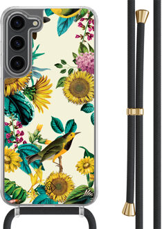Casimoda Samsung Galaxy S23 Plus hoesje met zwart koord - Sunflowers Geel
