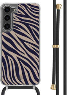 Casimoda Samsung Galaxy S23 Plus hoesje met zwart koord - Wavy twist Blauw