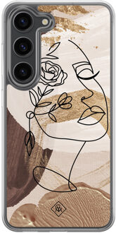 Casimoda Samsung Galaxy S23 Plus hybride hoesje - Abstract gezicht bruin Bruin/beige