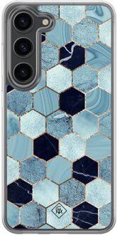 Casimoda Samsung Galaxy S23 Plus hybride hoesje - Blue cubes Blauw