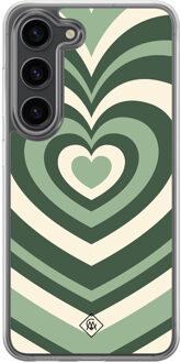 Casimoda Samsung Galaxy S23 Plus hybride hoesje - Groen hart swirl