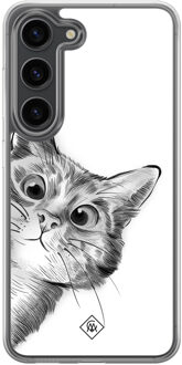 Casimoda Samsung Galaxy S23 Plus hybride hoesje - Kat kiekeboe Wit