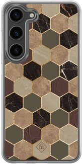 Casimoda Samsung Galaxy S23 Plus hybride hoesje - Kubus groen bruin Bruin/beige
