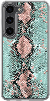 Casimoda Samsung Galaxy S23 Plus hybride hoesje - Snake pastel Groen