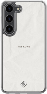Casimoda Samsung Galaxy S23 Plus hybride hoesje - Vive la vie Grijs/zilverkleurig