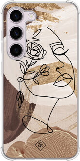 Casimoda Samsung Galaxy S23 Plus shockproof hoesje - Abstract gezicht bruin Bruin/beige