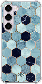 Casimoda Samsung Galaxy S23 Plus shockproof hoesje - Blue cubes Blauw
