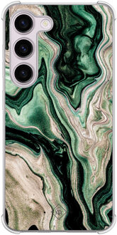 Casimoda Samsung Galaxy S23 Plus shockproof hoesje - Green waves Groen