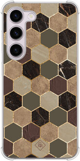 Casimoda Samsung Galaxy S23 Plus shockproof hoesje - Kubus groen bruin Bruin/beige