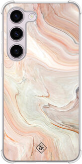 Casimoda Samsung Galaxy S23 Plus shockproof hoesje - Marmer waves Bruin/beige