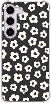 Casimoda Samsung Galaxy S23 Plus shockproof hoesje - Retro bloempjes Zwart