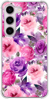 Casimoda Samsung Galaxy S23 Plus shockproof hoesje - Rosy blooms Paars
