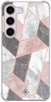 Casimoda Samsung Galaxy S23 Plus shockproof hoesje - Stone grid Roze
