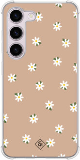 Casimoda Samsung Galaxy S23 Plus shockproof hoesje - Sweet daisies Bruin/beige