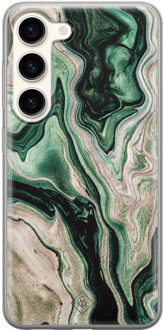Casimoda Samsung Galaxy S23 Plus siliconen hoesje - Green waves Groen