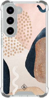 Casimoda Samsung Galaxy S23 shockproof hoesje - Abstract dots Bruin/beige
