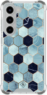 Casimoda Samsung Galaxy S23 shockproof hoesje - Blue cubes Blauw