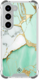 Casimoda Samsung Galaxy S23 shockproof hoesje - Emerald flowers Groen