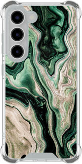 Casimoda Samsung Galaxy S23 shockproof hoesje - Green waves Groen