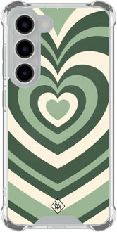 Casimoda Samsung Galaxy S23 shockproof hoesje - Groen hart swirl