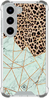 Casimoda Samsung Galaxy S23 shockproof hoesje - Luipaard marmer mint