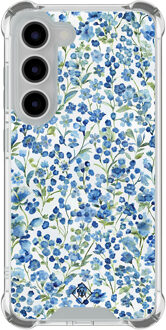 Casimoda Samsung Galaxy S23 shockproof hoesje - Vintage blue floral Blauw